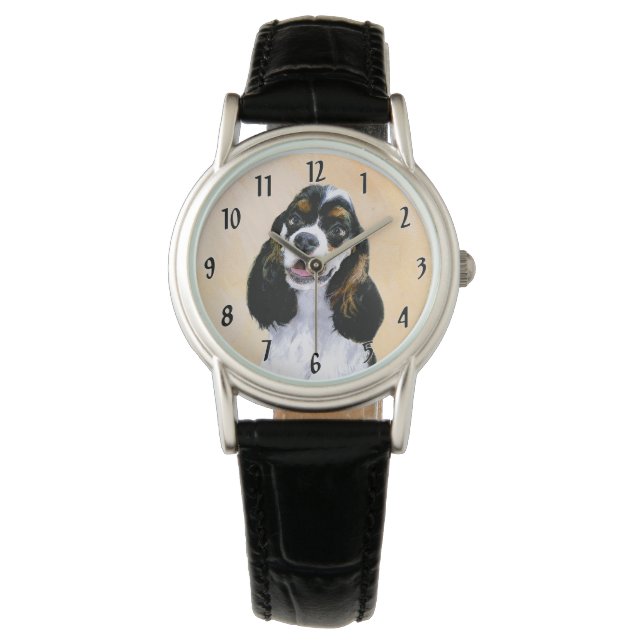 Cocker Spaniel (Parti) Schilderen - Oorspronkelijk Horloge (Voorkant)