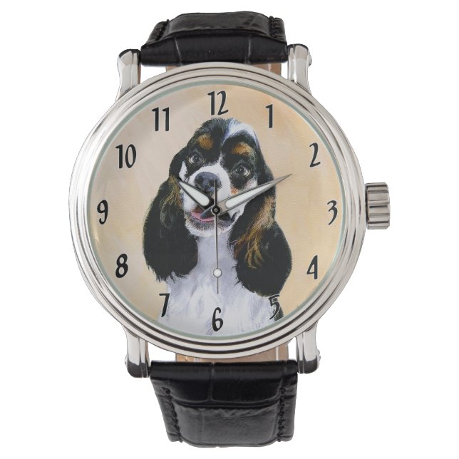 Cocker Spaniel (Parti) Schilderen - Oorspronkelijk Horloge (Voorkant)