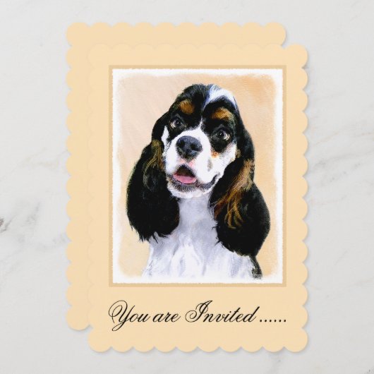 Cocker Spaniel (Parti) Schilderen - Oorspronkelijk Kaart (Voorkant / Achterkant)