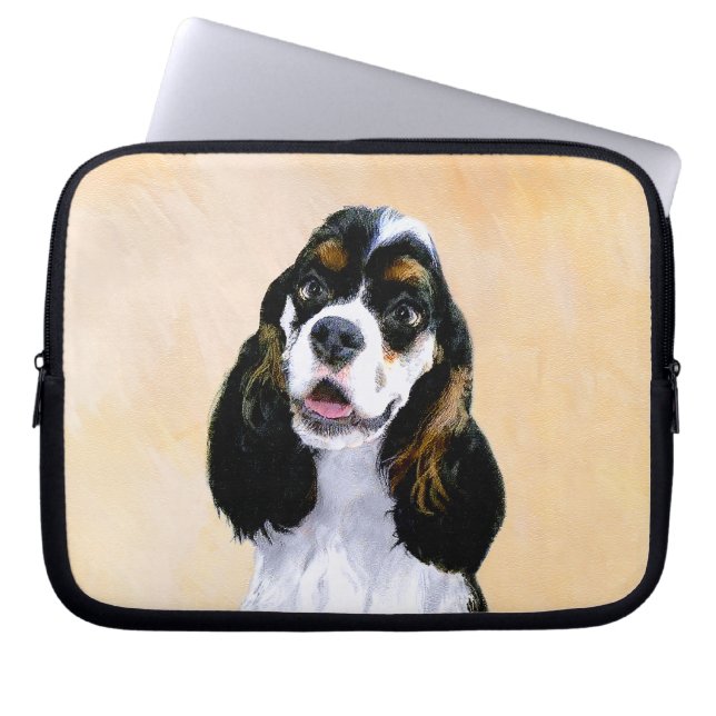 Cocker Spaniel (Parti) Schilderen - Oorspronkelijk Laptop Sleeve (Voorkant)
