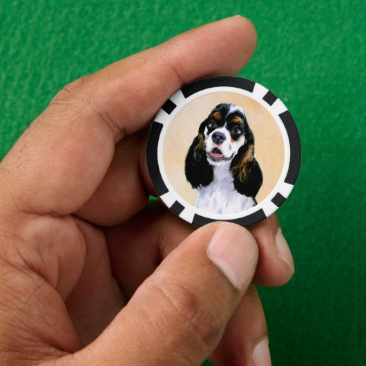 Cocker Spaniel (Parti) Schilderen - Oorspronkelijk Poker Chips (Hand)