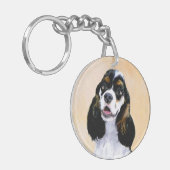 Cocker Spaniel (Parti) Schilderen - Oorspronkelijk Sleutelhanger (Voorkant Links)