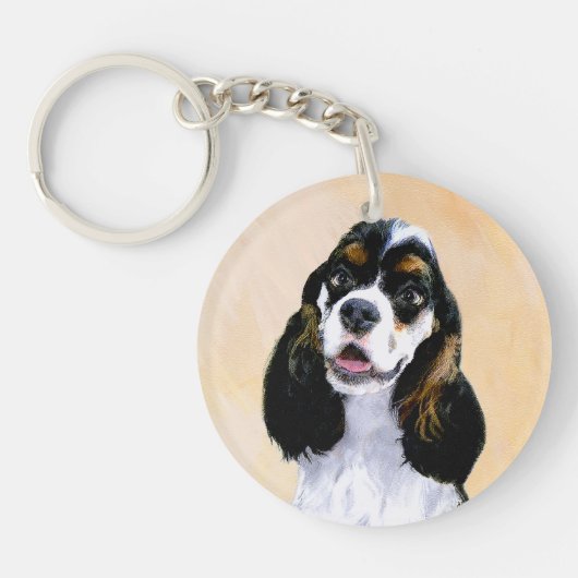 Cocker Spaniel (Parti) Schilderen - Oorspronkelijk Sleutelhanger (Voorkant)