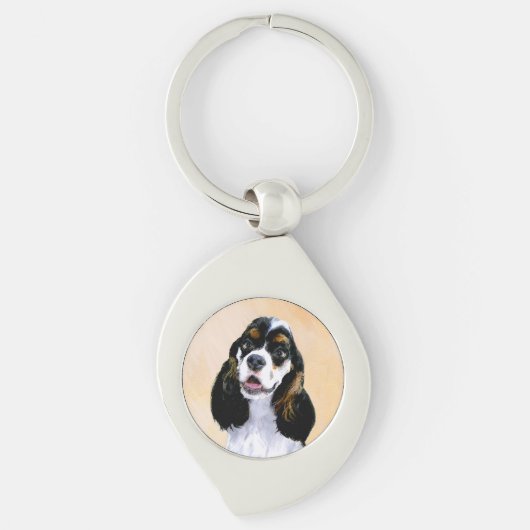 Cocker Spaniel (Parti) Schilderen - Oorspronkelijk Sleutelhanger (Voorkant)