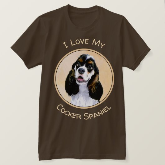 Cocker Spaniel (Parti) Schilderen - Oorspronkelijk T-shirt (Design voorkant)