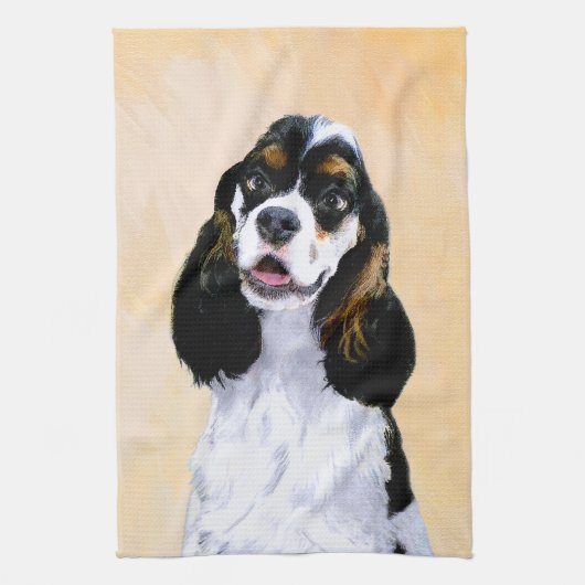 Cocker Spaniel (Parti) Schilderen - Oorspronkelijk Theedoek (Verticaal)