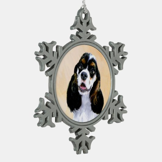 Cocker Spaniel (Parti) Schilderen - Oorspronkelijk Tin Sneeuwvlok Ornament (Links)