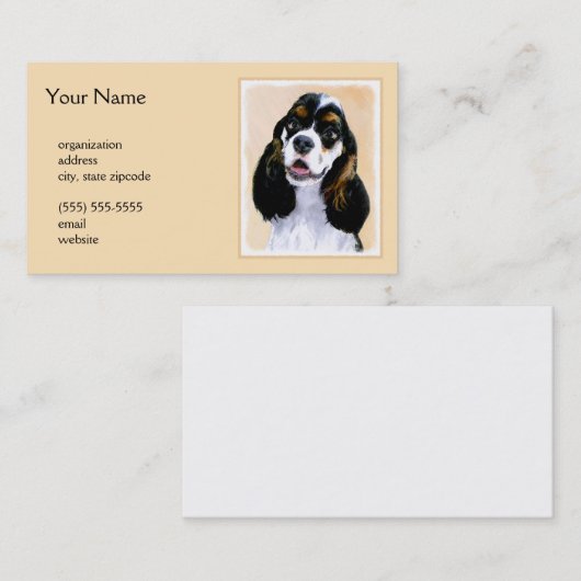 Cocker Spaniel (Parti) Schilderen - Oorspronkelijk Visitekaartje (Voorkant / Achterkant)