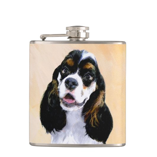 Cocker Spaniel (Parti) Schilderen - Originele Dog  Heupfles (Voorkant)