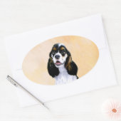 Cocker Spaniel (Parti) Schilderen - Originele Dog Ovale Sticker (Envelop)