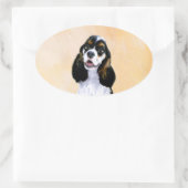 Cocker Spaniel (Parti) Schilderen - Originele Dog Ovale Sticker (Tas)