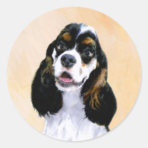 Cocker Spaniel (Parti) Schilderen - Originele Dog Ronde Sticker