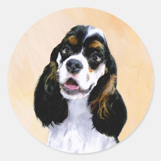 Cocker Spaniel (Parti) Schilderen - Originele Dog  Ronde Sticker (Voorkant)