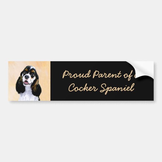 Cocker Spaniel (Parti) Schilderij - Originele Hond Bumpersticker (Voorkant)