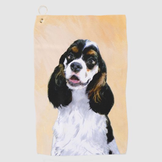 Cocker Spaniel (Parti) Schilderij - Originele Hond Golfhanddoek (Voorkant)
