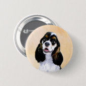 Cocker Spaniel (Parti) Schilderij - Originele Hond Ronde Button 5,7 Cm (Voorkant /achterkant)
