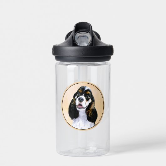 Cocker Spaniel (Parti) Schilderij - Originele Hond Waterfles (Voorkant)