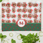 Cocker Spaniel Patroon Monogram Kerst Hond Theedoek (Gevouwen)