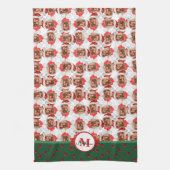 Cocker Spaniel Patroon Monogram Kerst Hond Theedoek (Verticaal)