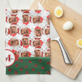Cocker Spaniel Pattern Monogram Kerstmis Theedoek (Quarter Fold)