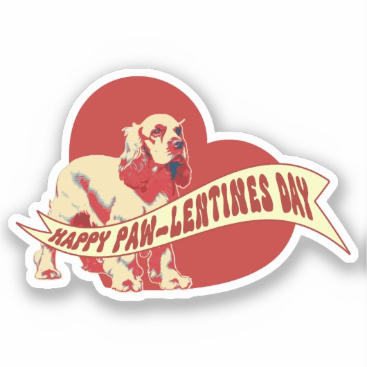 Cocker Spaniel Pawlentine's Day Vinyl Sticker (Voorkant)
