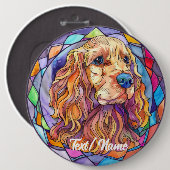 Cocker Spaniel Pet Dog Stain Glass Design Pin Ronde Button 6,0 Cm (Voorkant /achterkant)