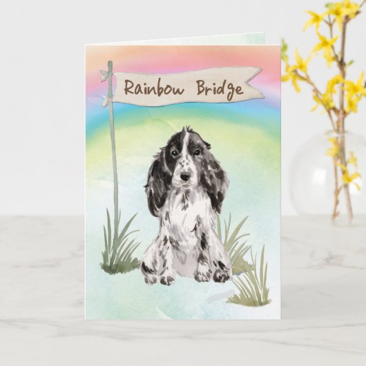 Cocker Spaniel Pet Sympathie Over Rainbow Bridge Kaart (Gele Bloem)