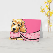 Cocker Spaniel Pink Ribbon Scarf BCA Kaart (Gele Bloem)