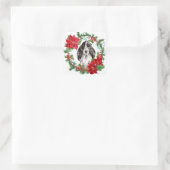 Cocker Spaniel Poinsettia Kerstmis Wreater Vierkante Sticker (Tas)