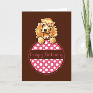 Cocker Spaniel Polka Hangtag Happy Birthday Kaart