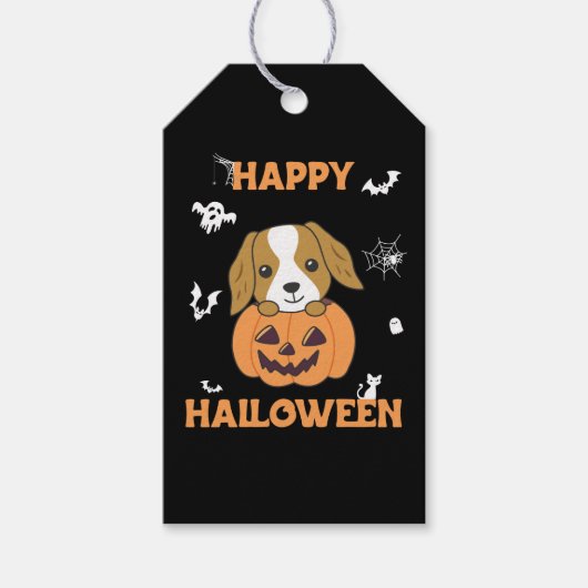 Cocker Spaniel Pompoen Schattigee Honden Happy Hal Cadeaulabel (Voorkant)