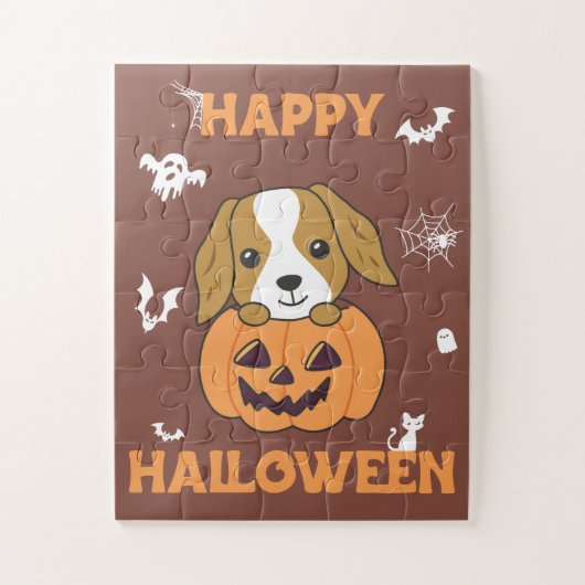 Cocker Spaniel Pompoen Schattigee Honden Happy Hal Legpuzzel (Verticaal)