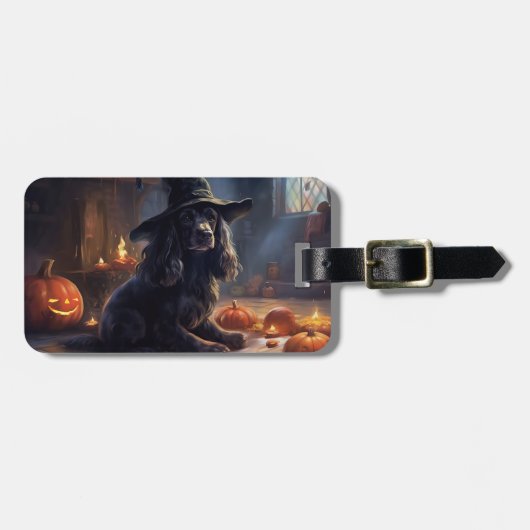 Cocker Spaniel Pompoenen Halloween Griezelen Bagagelabel (Voorkant horizontaal)