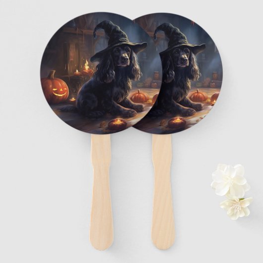 Cocker Spaniel Pompoenen Halloween Griezelen Handwaaier (Voorkant en achterkant)