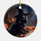 Cocker Spaniel Pompoenen Halloween Griezelen Keramisch Ornament (Achterkant)