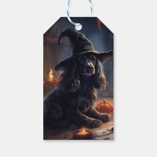 Cocker Spaniel Pompoenen Halloween Scary Cadeaulabel (Achterkant)