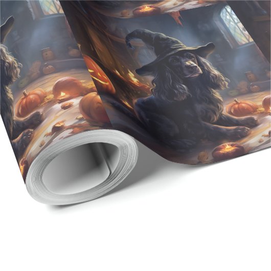 Cocker Spaniel Pompoenen Halloween Scary Cadeaupapier (Rol Hoek)