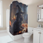 Cocker Spaniel Pompoenen Halloween Scary Douchegordijn (In situ)