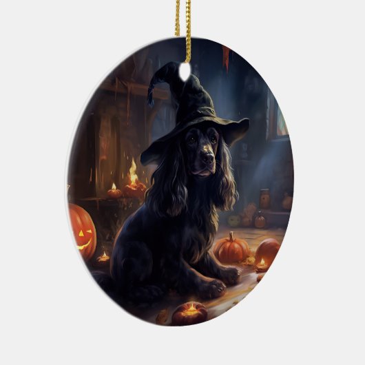 Cocker Spaniel Pompoenen Halloween Scary Keramisch Ornament (Rechts)
