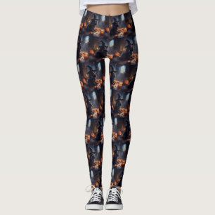 Cocker Spaniel Pompoenen Halloween Scary Leggings