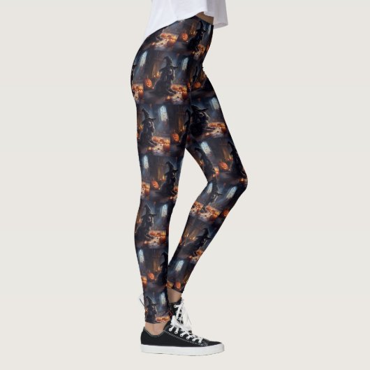 Cocker Spaniel Pompoenen Halloween Scary Leggings (Rechts)