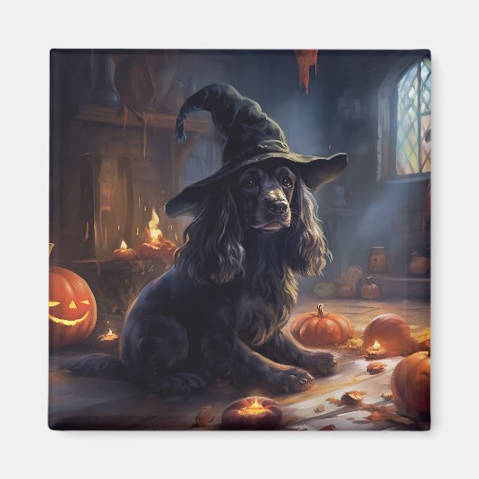 Cocker Spaniel Pompoenen Halloween Scary Magneet (Voorkant)