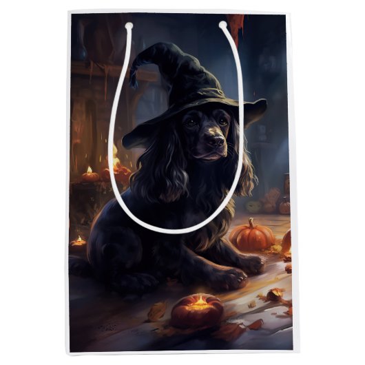 Cocker Spaniel Pompoenen Halloween Scary Medium Cadeauzakje (Voorkant)