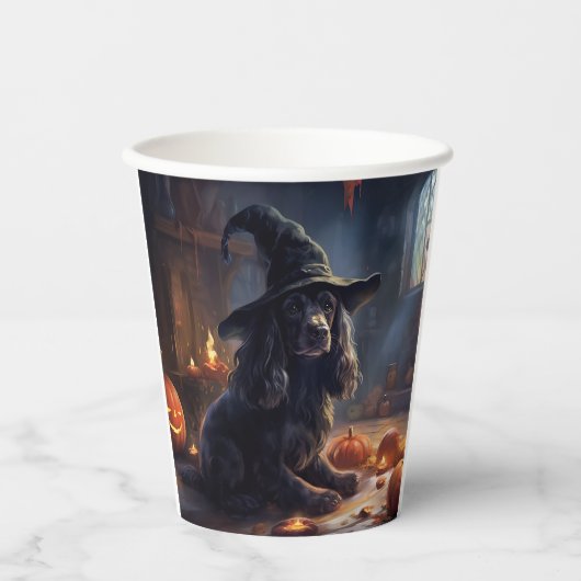 Cocker Spaniel Pompoenen Halloween Scary Papieren Bekers (Voorkant)