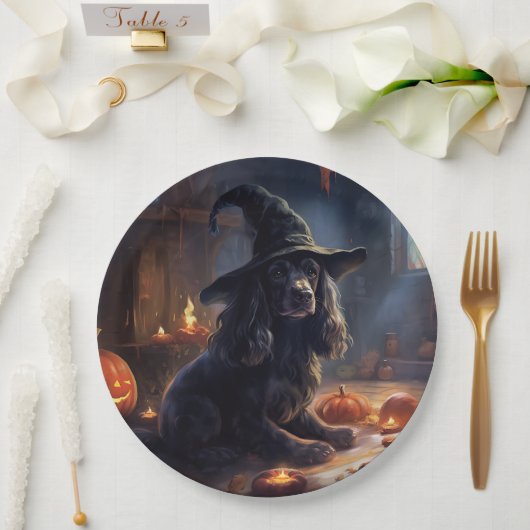 Cocker Spaniel Pompoenen Halloween Scary Papieren Bordje (Huwelijk)