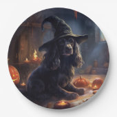 Cocker Spaniel Pompoenen Halloween Scary Papieren Bordje (Voorkant)