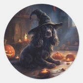 Cocker Spaniel Pompoenen Halloween Scary Ronde Sticker (Voorkant)