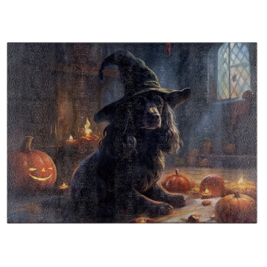 Cocker Spaniel Pompoenen Halloween Scary Snijplank (Voorkant)