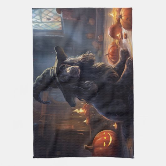 Cocker Spaniel Pompoenen Halloween Scary Theedoek (Verticaal)