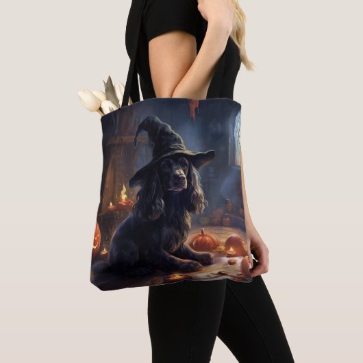 Cocker Spaniel Pompoenen Halloween Scary Tote Bag (Dichtbij)